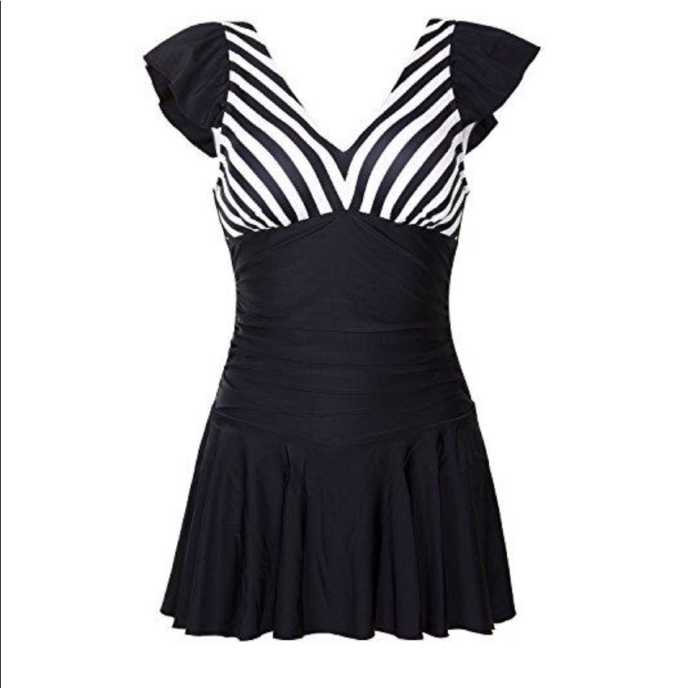 Black and white  retro swimsuit